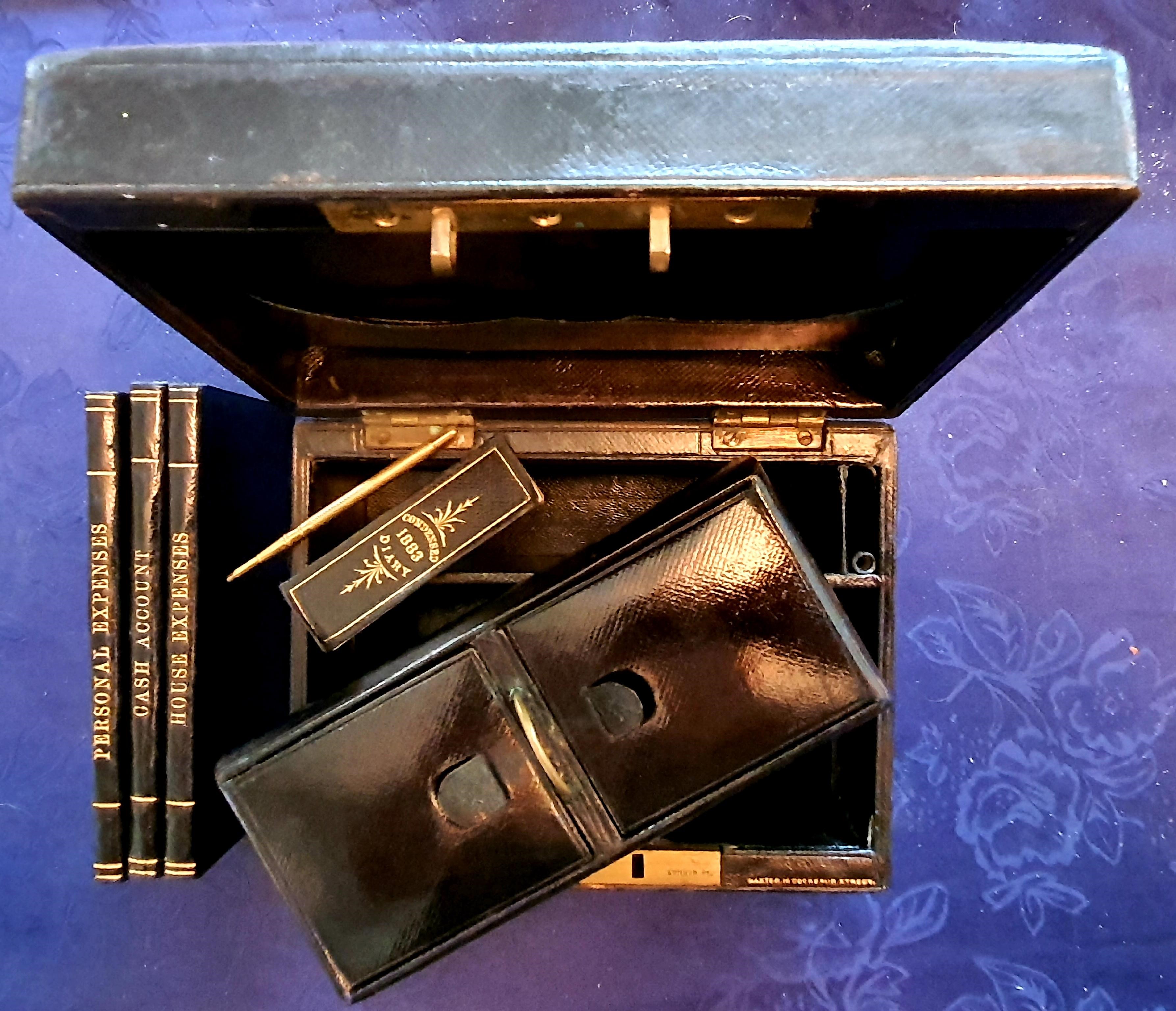 Image for Fitted Leather Box: 3 Cash Books; Propelling Pencil; De La Rue's Improved Condensed Diary And Engagement Book - Finger Shape