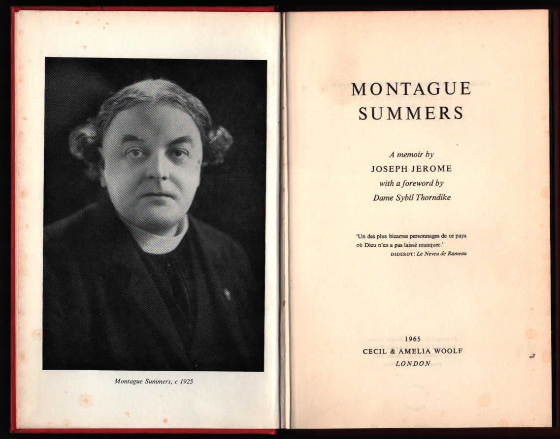 Image for Montague Summers. A Memoir. (Foreword by Dame Sybil Thorndike).