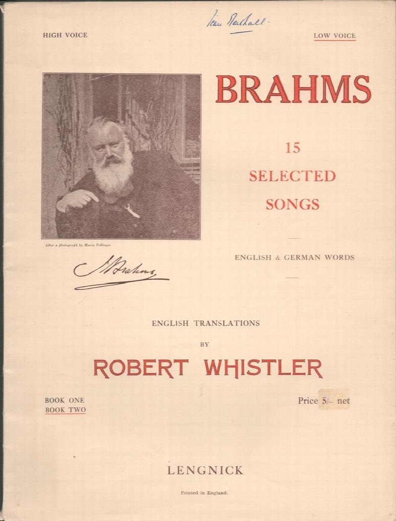 Image for Brahms: 15 Selected Songs. Book Two. Low Voice.