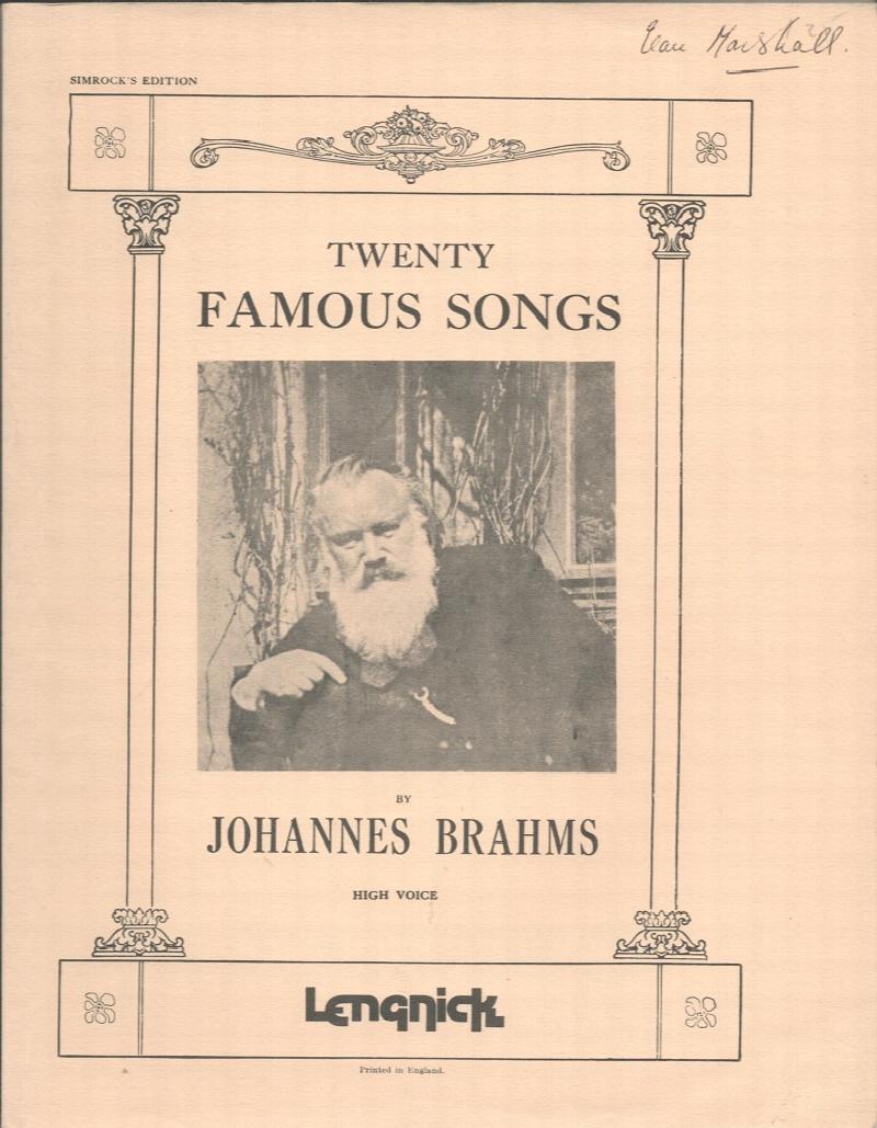 Image for Twenty Famous Songs by Johannes Brahms. (High Voice).