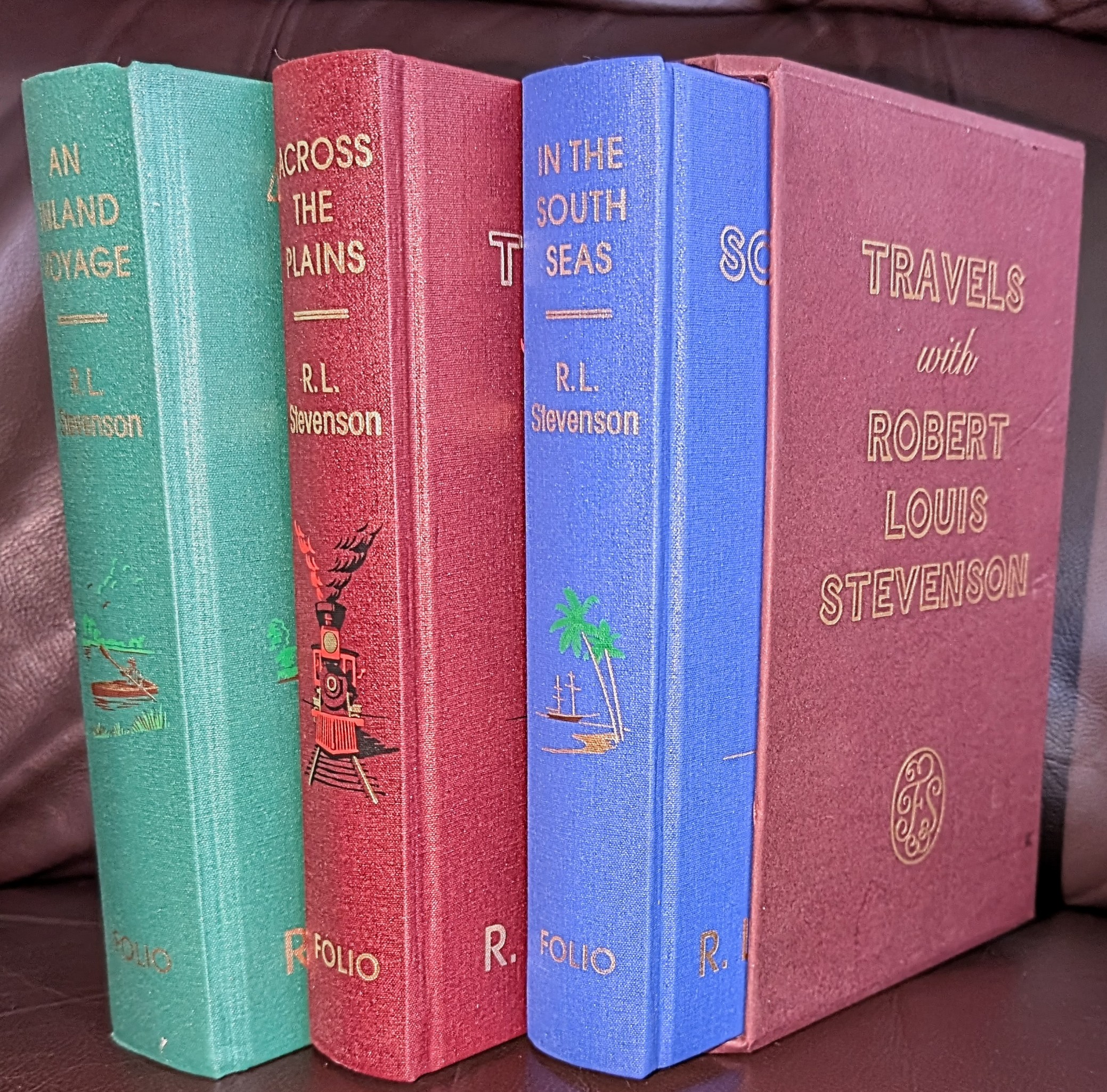 Travels With Robert Louis Stevenson: An Inland Voyage; In the South Seas; Across the Plains. 3 vol. set in slip-case .