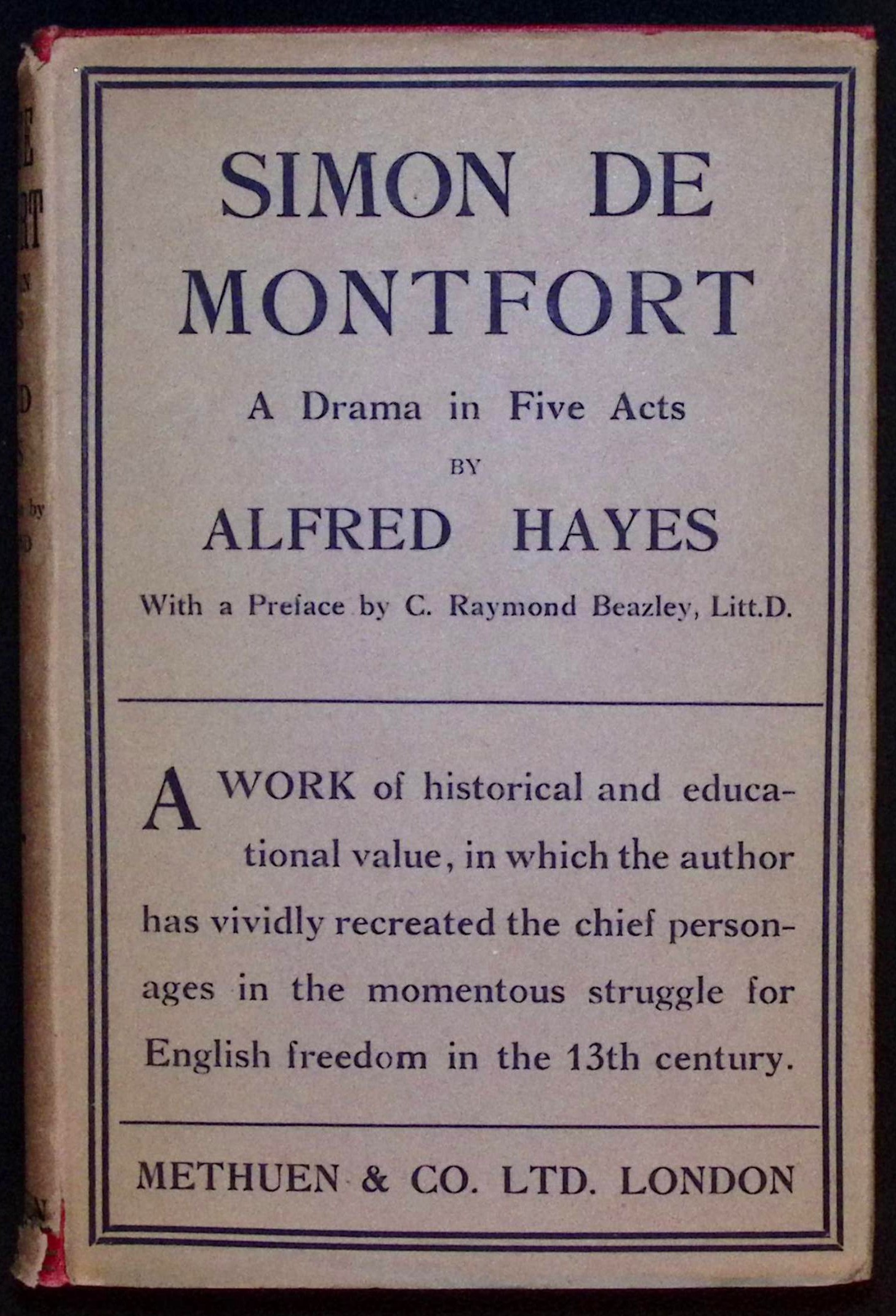 Simon de Montfort. A Drama in Five Acts. (signed).
