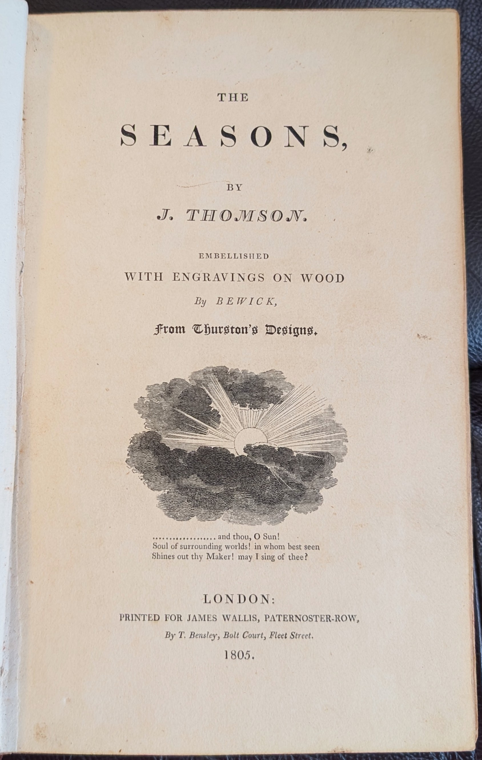 The Seasons, By J. Thomson. Embellished With Engravings On Wood By Bewick, From Thurston's Designs.