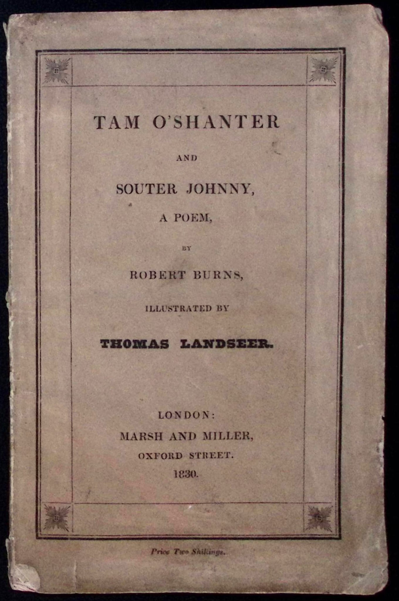 Tam O'Shanter and Souter Johnny. A Poem. (Illustrated by Thomas Landseer).