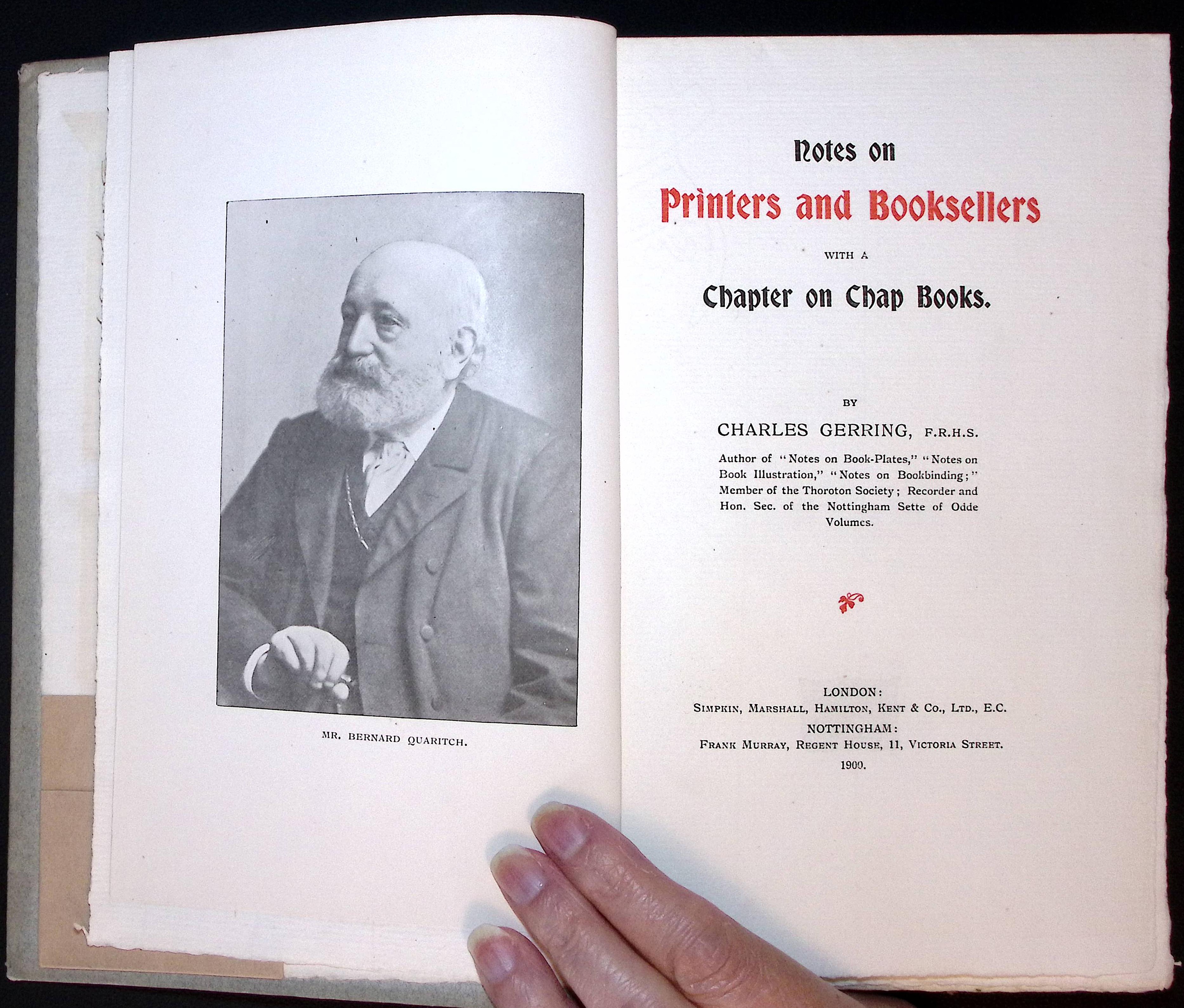 Notes on Printers and Booksellers with a Chapter on Chap Books.