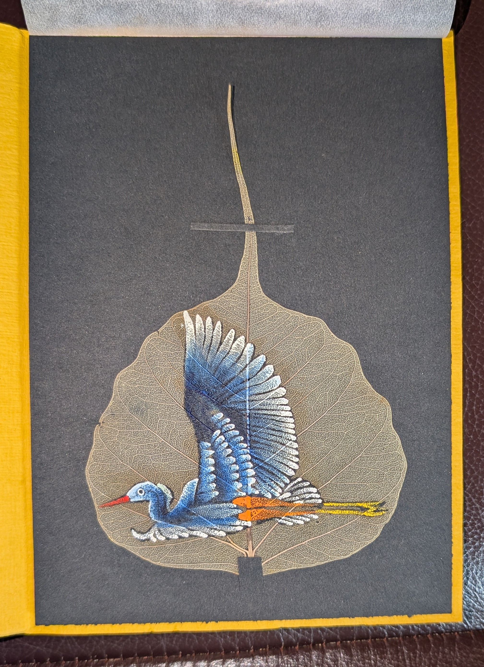 Image for Hand-painted image of a Bird on a Peepal Leaf Hand-painted image of a Bird on a Peepal Leaf