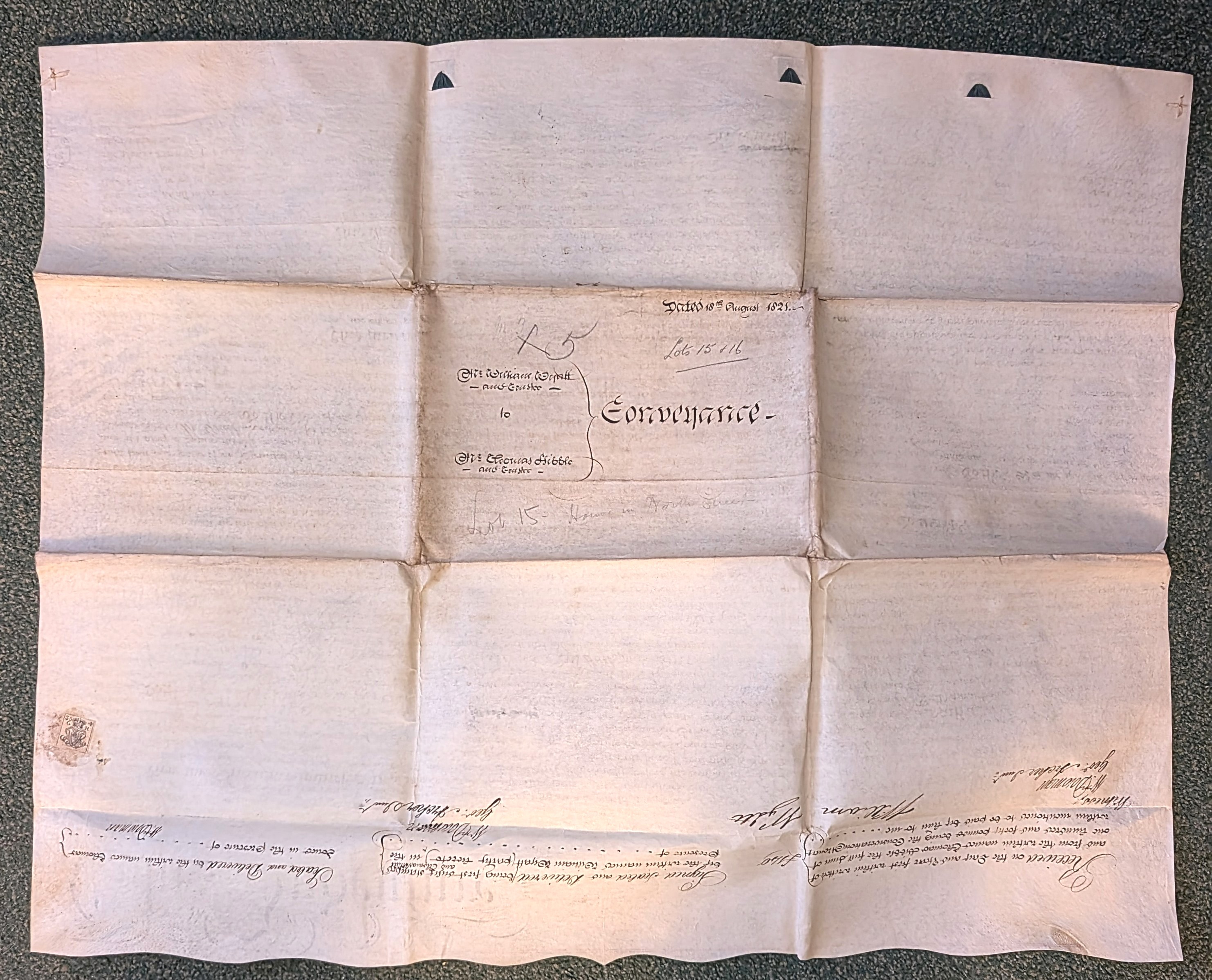 Image for Indenture between William Wyatt (all trustee) and Mr. Thomas Hibble (all trustee) also Thomas Mills and Thomas Jones. Indenture between William Wyatt (all trustee) and Mr. Thomas Hibble (all trustee) also Thomas Mills and Thomas Jones.