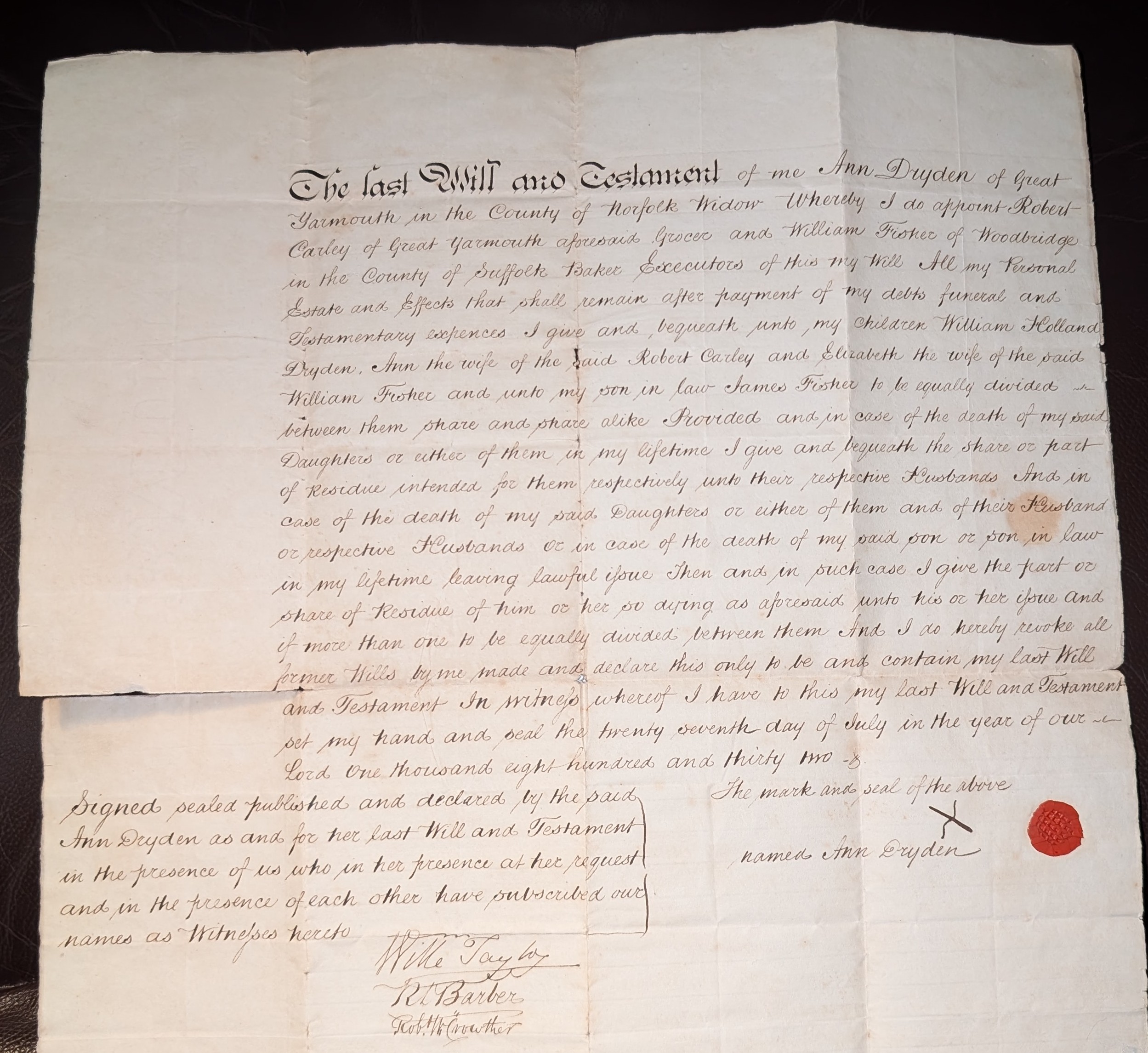 Image for Ann Dryden, Widow, of Great Yarmouth, Norfolk . Ann Dryden, Widow, of Great Yarmouth, Norfolk .