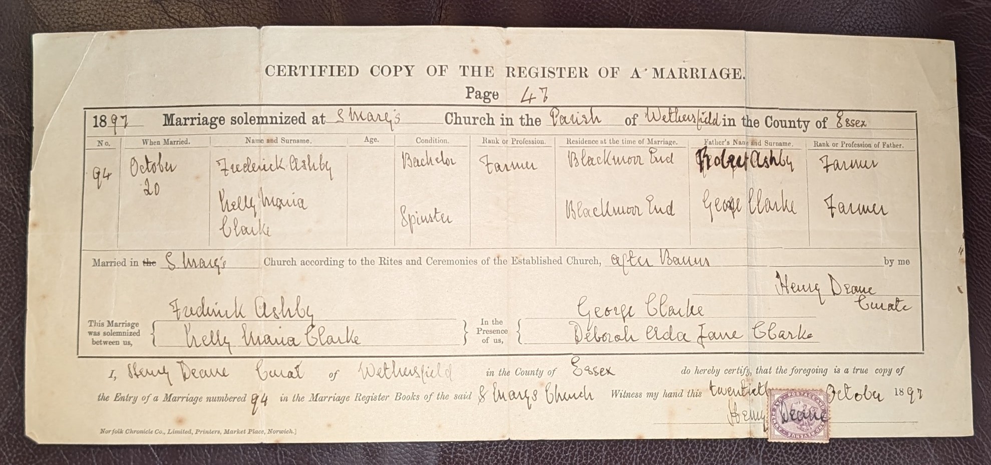 Image for Frederick Ashby and Nelly Maria Clarke . Frederick Ashby and Nelly Maria Clarke .