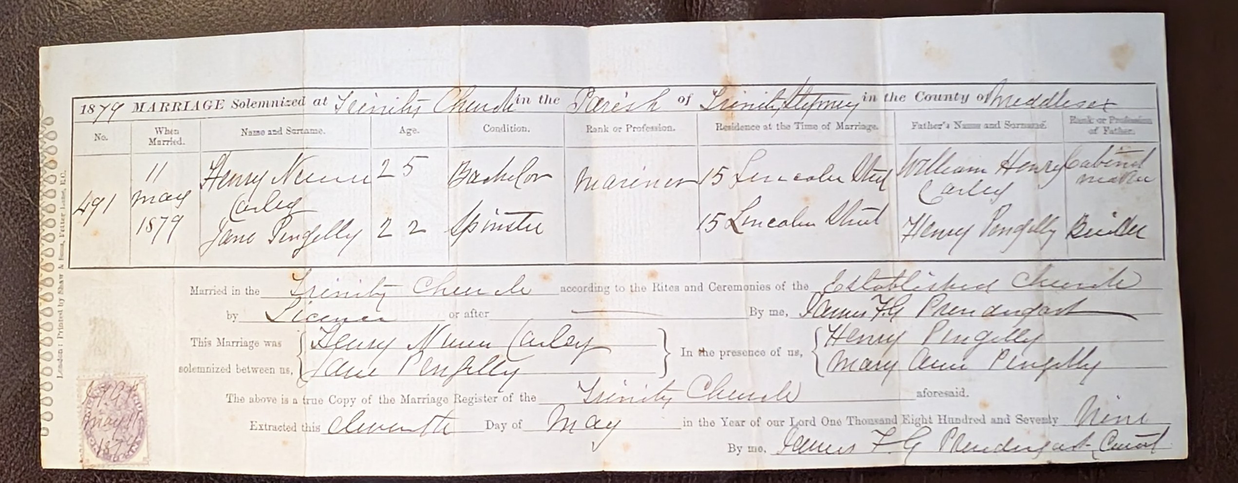 Image for Henry Nunn Carley and Jane Pengelly . Henry Nunn Carley and Jane Pengelly .