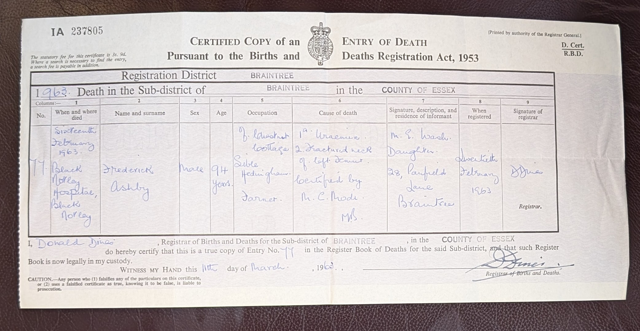 Image for Frederick Ashby . Frederick Ashby .