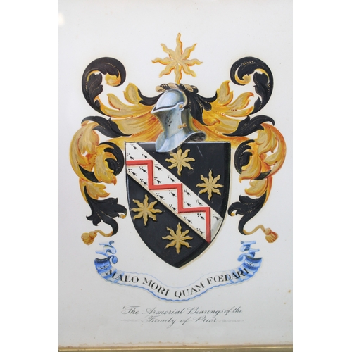 Coat of Arms or Armorial Bearings for the Family of Prior with Motto: 'Malo Mori Quam Foedari'